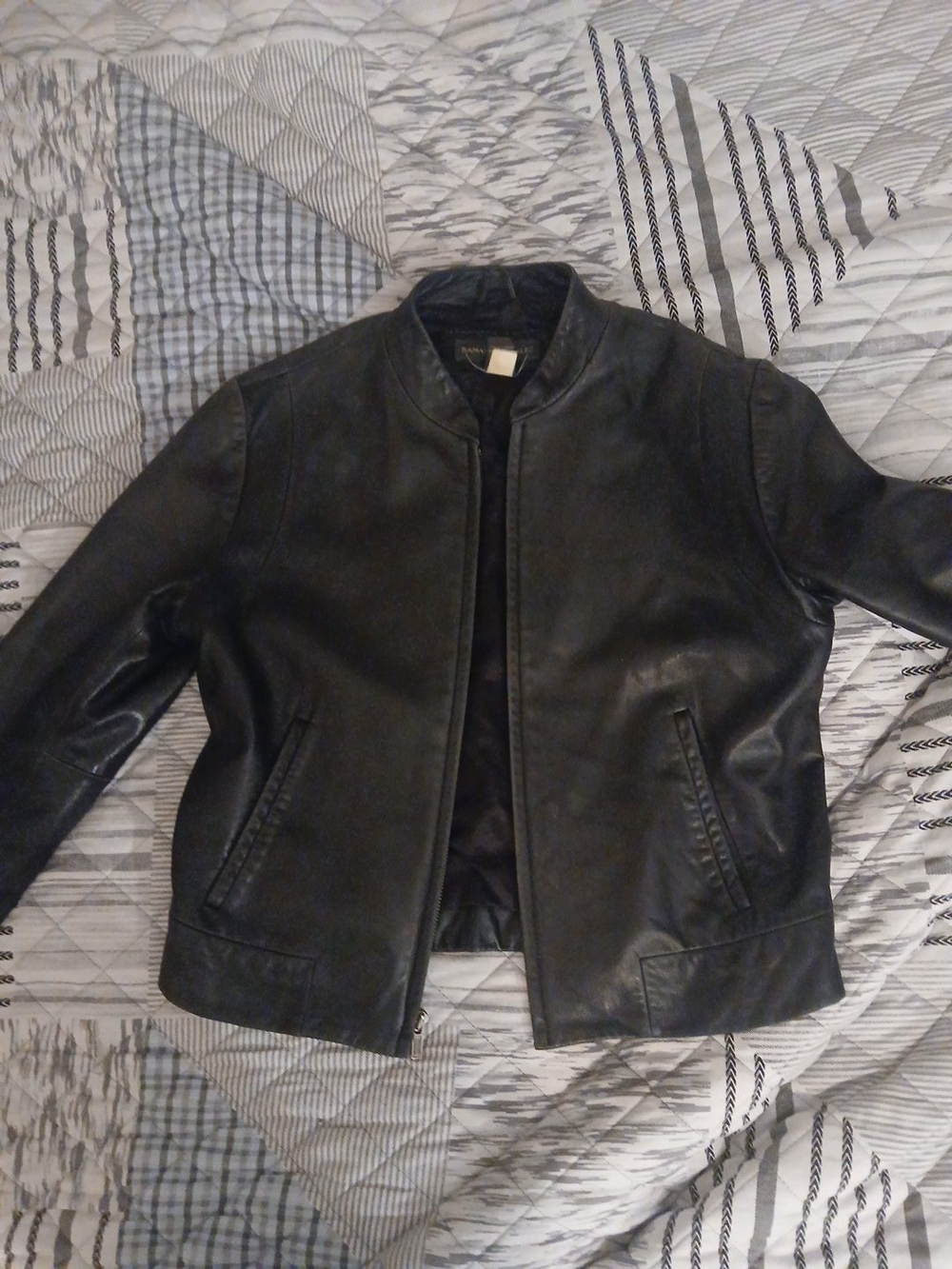 Banana Republic Black Leather Bomber Jacket - Women